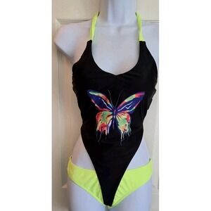 Modern One Piece Butterfly Bathing suit One piece Womens Sz M Multi Colored NWOT